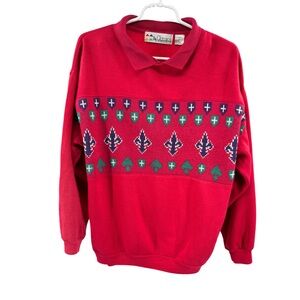 The Classics vintage bright pink sweatshirt knit detail collar L colorful bright